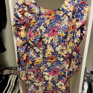 Flowery long sleeve Zara dress with puffy shoulders!
